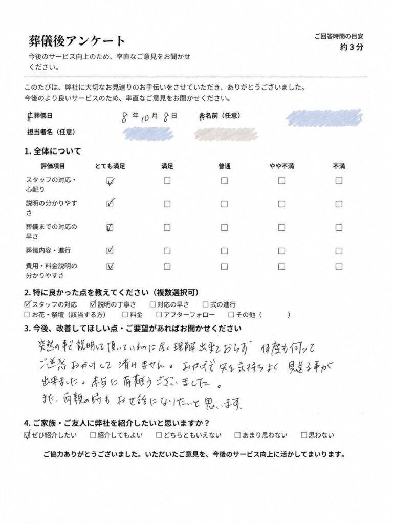 大阪市立北斎場(大阪市北区)小式場を１日葬でご利用されたお客様の実例の画像